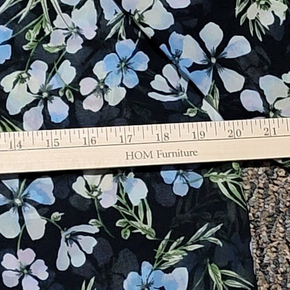 J. JILL Floral Lace Print Button Front Blouse Sheer Long Sleeve Navy Blue Small - Picture 15 of 16